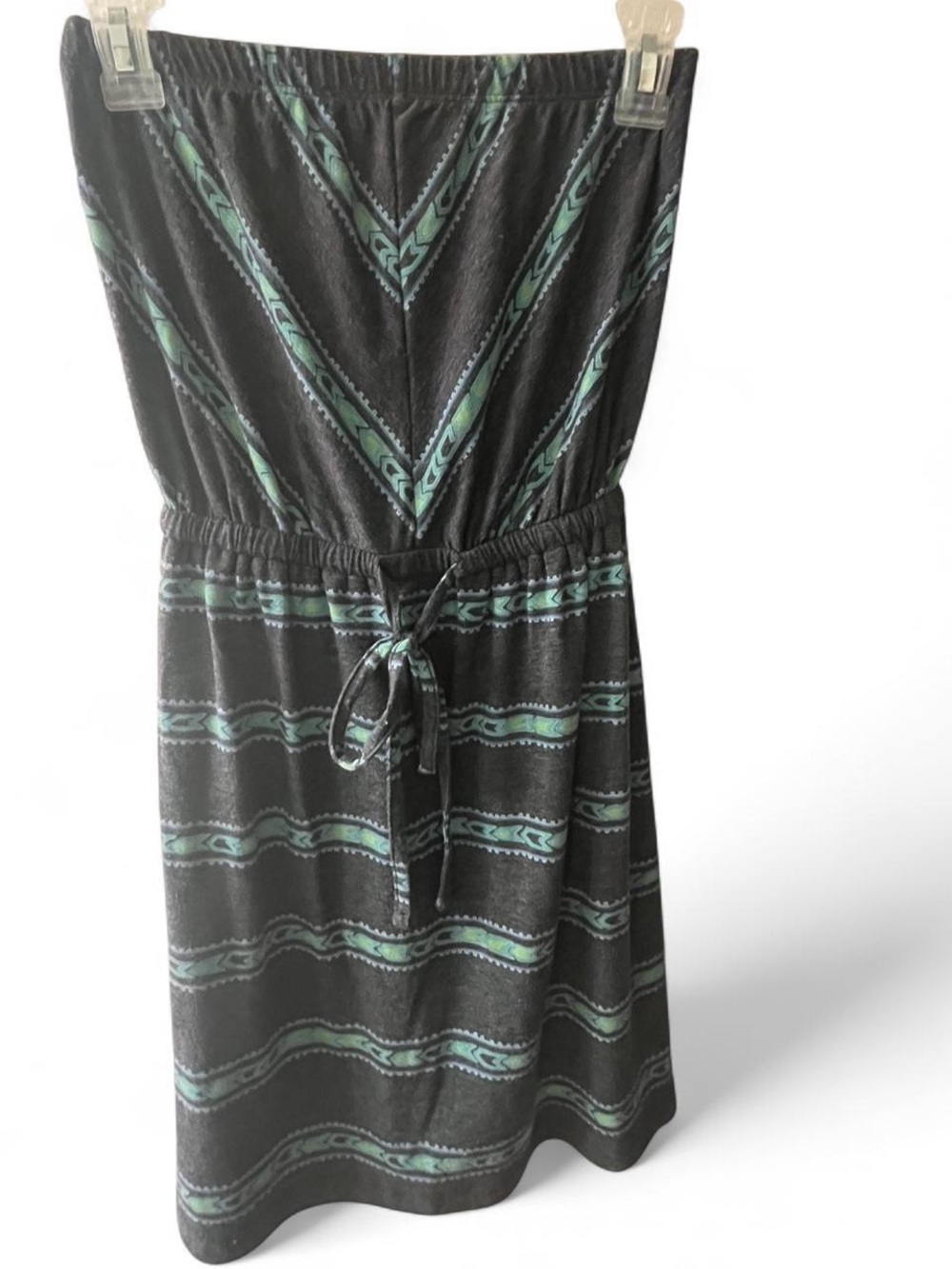 Mossimo Supply Co. Strapless Black Dress with Teal Stripe Pattern - Picture 2 of 4